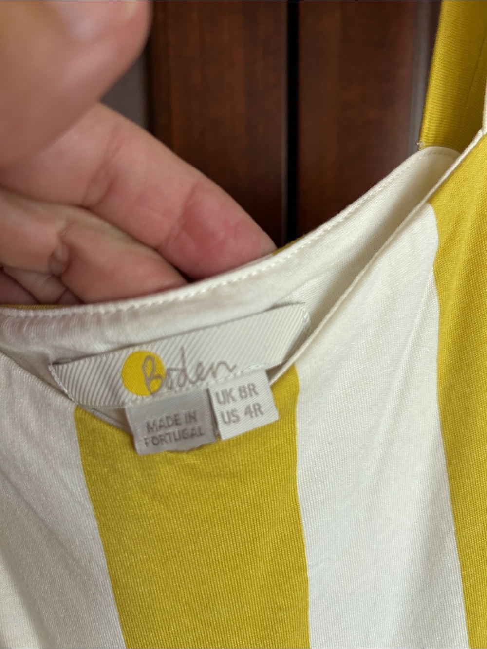 Yellow & White Striped ladies Boden cotton Sundress - Picture 3 of 6